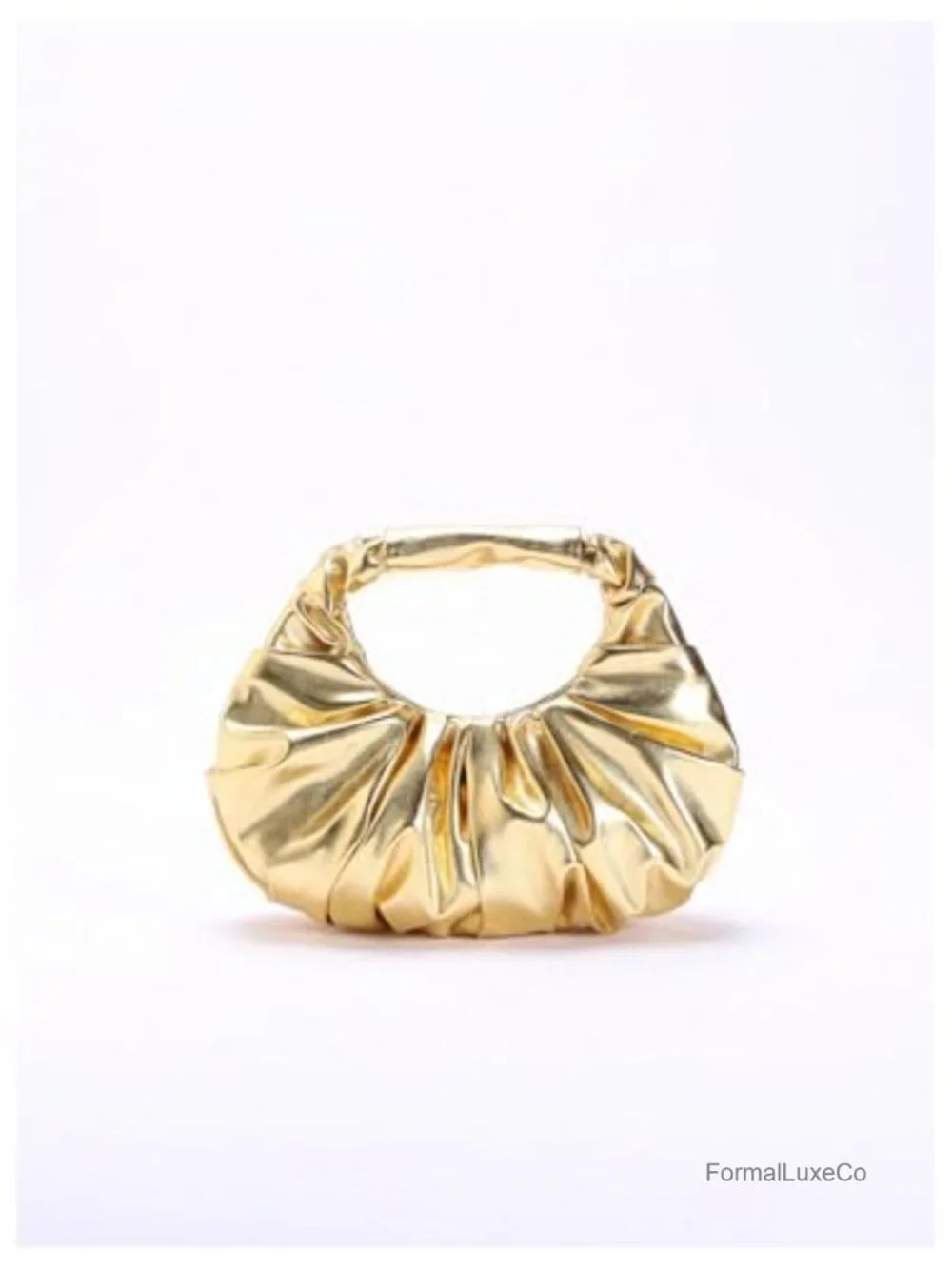 Pleated Metallic Clutch Evening Bag Women's Formal Party Purse